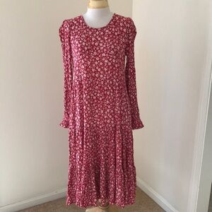 Calista small red long sleeve floral dress.